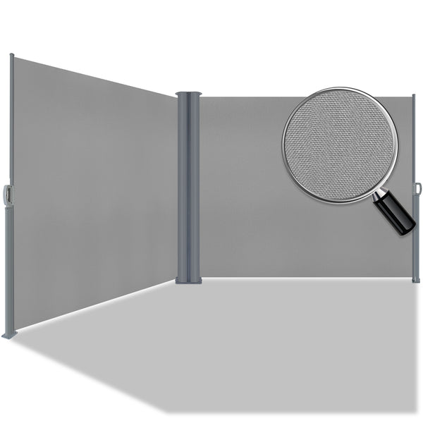 Shade&Beyond Store Brise-vue latéral vertical 180x600 cm, Extensible et Rétractable Gris avec poignée, pour Terrasse-Balcon