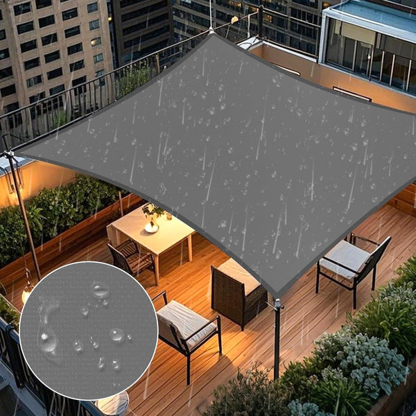 Voile d'Ombrage Imperméable Gris ,HDPE Pour Terrasse, Jardin et Aire de Jeu