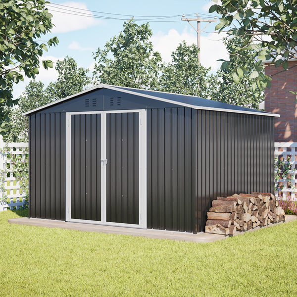 Abri de Jardntes - Stockage Sécurisé pour Outils et Équipements de Jardinin Métallique Robuste à Toit à Deux Pe Noir