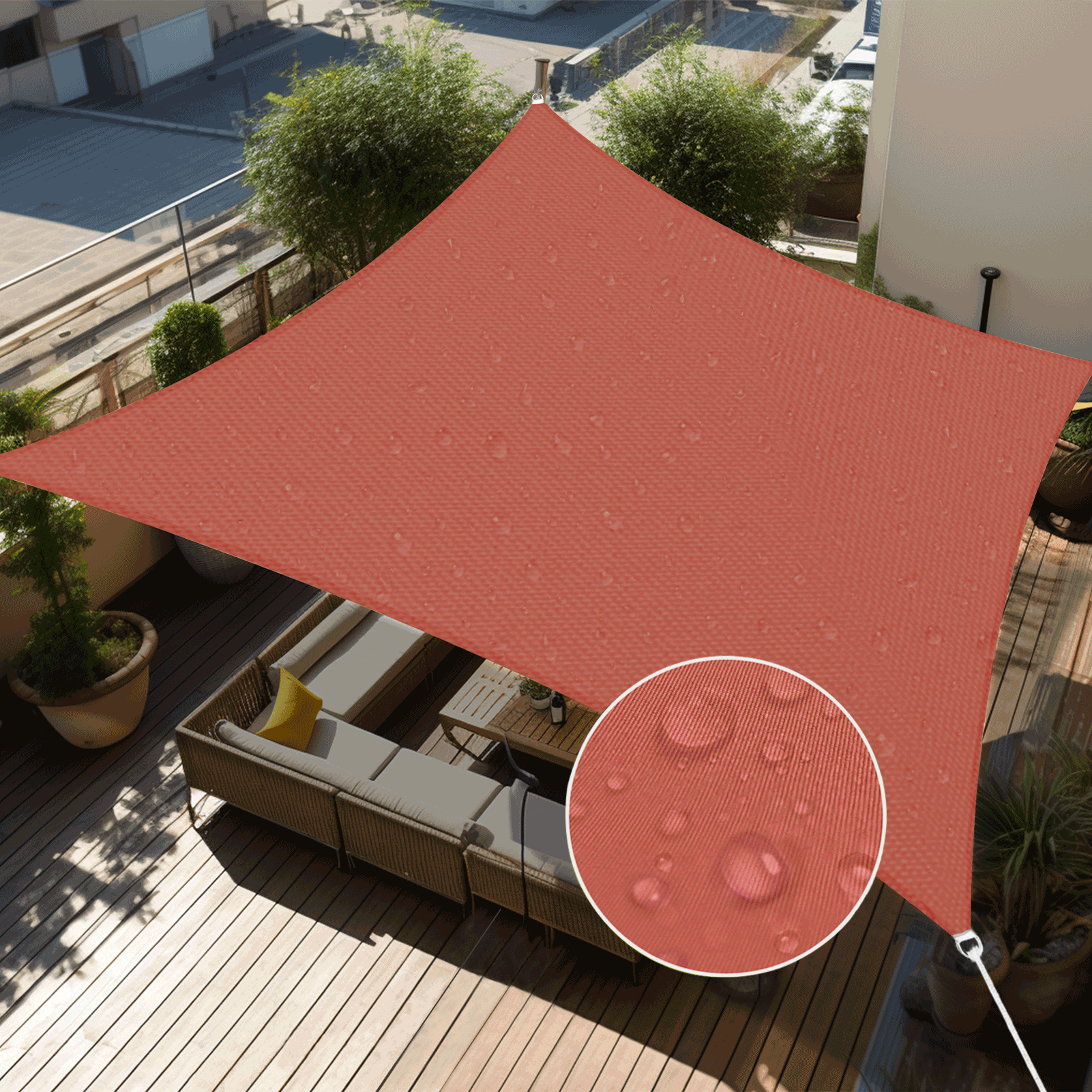 Shadeandbeyond Waterproof Sun Shade Sail Triangular Rectangular Rust Red Shadeandbeyond 2676