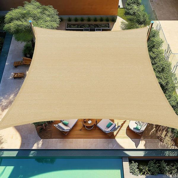 Shade&Beyond Sun Shade Sail Rectangular Trianglar Curved Canopy Sail Shade Beige Sun Shades Permeable for Patios Backyard Deck (We Make Customized Size)