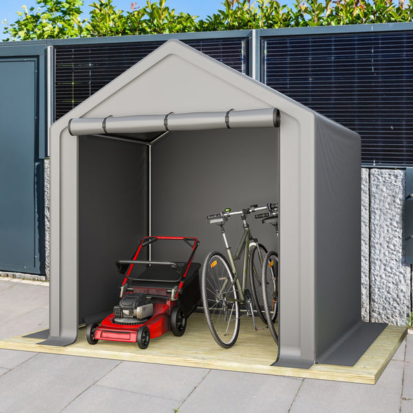 Abri de Jardin 190x170x200 cm - Garage à Vélos, Tente de Stockage Extérieur, Bâche de Rangement pour Outils, Gris Foncé