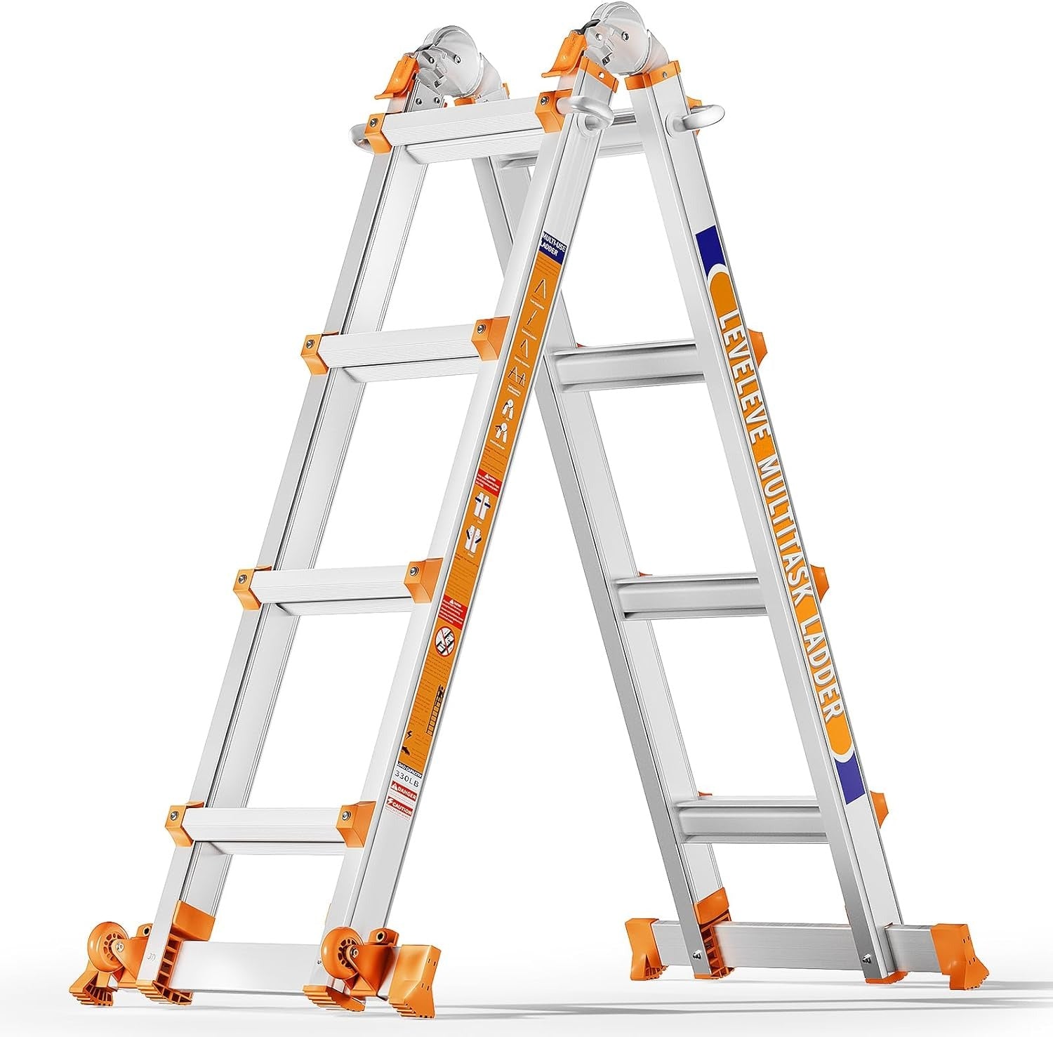 Shade&Beyond Multi Position 5 Step Ladder, 14FT Extension Ladder with ...