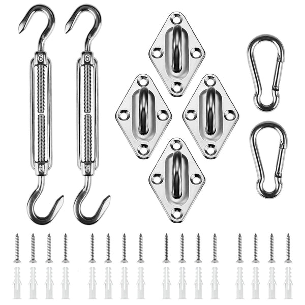 6 Inches Sun Shade Sail Hardware Kit, 304 Stainless Steel Shade Sails Accessories for Rectangle Outdoor Shade Sail Installation
