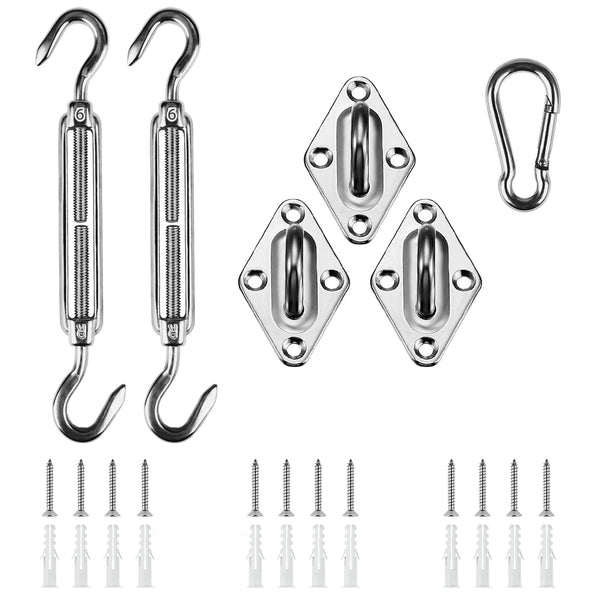 6 Inches Sun Shade Sail Hardware Kit, 304 Stainless Steel Shade Sails Accessories for Triangle Outdoor Shade Sail Installation