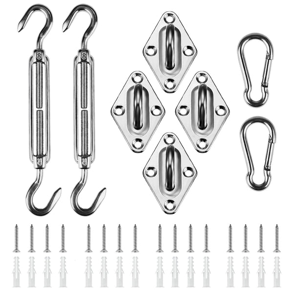 8 Inches Sun Shade Sail Hardware Kit, 304 Stainless Steel Shade Sails Accessories for Rectangle Outdoor Shade Sail Installation
